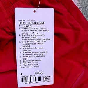 Hotty hot shorts low rise 4” length